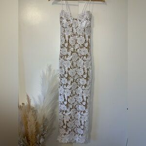 Hello Molly White Lace Overlay Dress